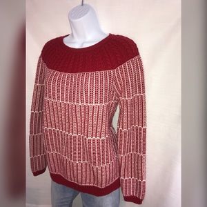 Red and white knit sweater